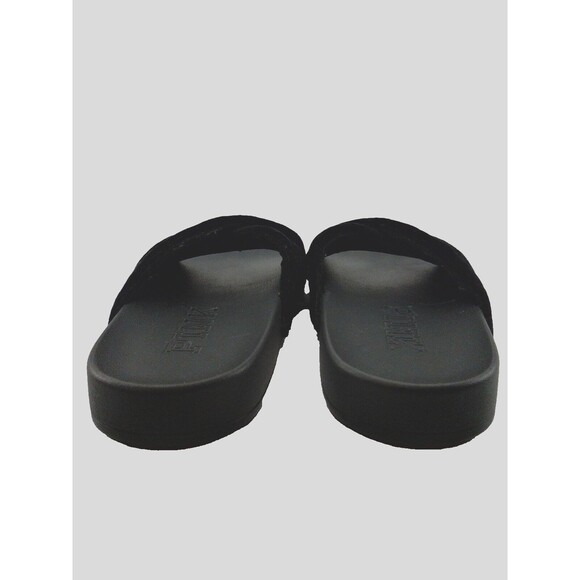 Victoria's Seceret Pink Criss Cross Furry Comfort Sliders Black 8 - Picture 2 of 9